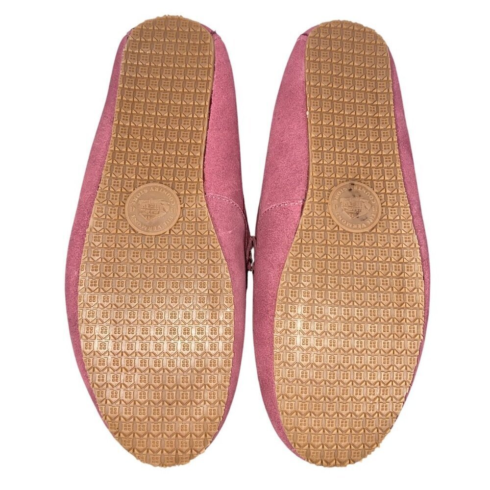 The Vermont Country Store mauve cow suede slip on moccasins shearling lined 8 - Picture 10 of 11